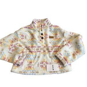 Hurley Girls Fleece Pullover 1/2 Button Mock Neck Size Large Pockets Casual
